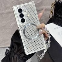 Case for Samsung Galaxy Z Fold 7 6 5 4 3 Magsafe Compatible Crystal Decor Beaded Wrist Strap Shockproof Cover Phone Bumpers Samsung Z Fold7 sidabras