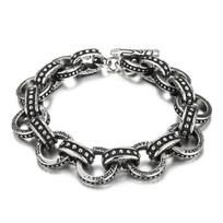 Vintage Fashion Link Chain Bracelet Men‘s Punk Chunky Stainless Steel 316L Accessories Round Charms Trendy Party Jewelry 22cm