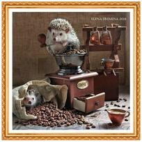 Full Round Drill 5D DIY Diamond Painting  Hedgehog Coffee  3D Embroidery Cross Stitch Decor 20X30CM