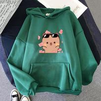BUBU DUDU Bear Hoodie Cute Millionaire Panda Bear Couple Clothing  for Men and Women Pullovers Autumn & Winter Sweatshirt Tops XS tamsiai žalia spalva