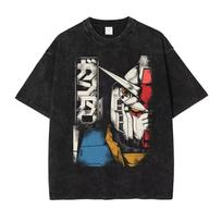 New Gundam Mobile Suit Quality TShirt Men and Women Cotton Vintage Washed Print Retro Streetwear Sports Fashion Tops M