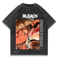 Kuchiki Byakuya Print Tshirt BLEACH Anime Clothing Men Women Cotton Tshirts Vintage Washed Tee Harajuku Male Oversized T Shirt S