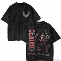 Resident Evil 2 Claire Redfield Biohazard Oversized T shirt 100% Cotton Vintage Washed T-shirt for men women J168 S