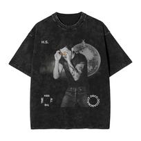Harrys Styles Kiss All The Time Disco Occasionally Album Poster Print T-Shirt Retro Washed Cotton Oversized Men Women Summer Tee S