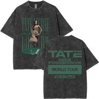 Hot Sale New Tate Mcrae So Close To What Miss Possessive  World Tour Washed Tshirt Men Women Fashion Casual Cotton T Shirts S