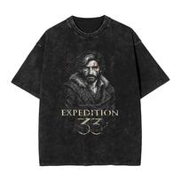 Gustave Clair Obscur Expedition  Video Game Tshirt Vintage Washed Cotton T Shirt Men Women Clothing Summer Short Sleeve Tees S