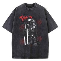 Anime Berserk Logo Graphic Printed T Shirt Unisex Women Vintage Unisexga Tshirts Washed Cotton Tshirt Harajuku Unisex Tee S