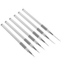 Nail Art Drawing Pens Threaded Brush Set for Manicure 4Pcs Metal Silver