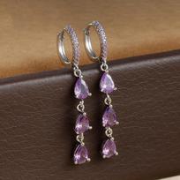 Simple Colorful Water Drop Dangle Earrings Bohemia Crystal Eardrop Hoop Earrings for Women Girls