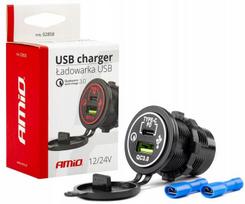 Gniazdo Samochodowe Ładowarka Usb + Usb-C 12V 24V Do Auta Motoru Tir Bus
