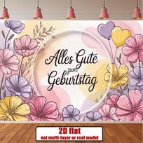 2D Alles Gute zum Geburtstag Floral Backdrop German Birthday Photo Booth Background 47.2x31.5inch/120*80cm