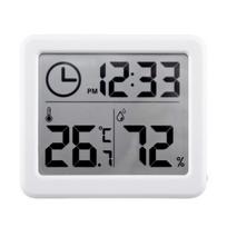 Mini Hygrometer Digital Thermometer with LCD Display with Clock for Bedroom Office balta