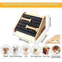 Dog Ramp For Stairs Portable Wooden Non-Slip Step Stair Ramp For Dogs With Felt Pad For Bed Couch Sofa Home Bedroom Doorway