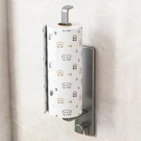 Carbon Steel Paper Towel Holder Wall Mounted Space Saving Cling Film Storage Rack No-Drill Towel Bar Rack Cabinet