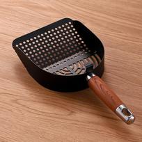 Stainless Steel Cat Litter Scoop Long Handle Deep Shovel Pet Waste Shovel Wood Handle Sturdy Mesh Toilet Garbage Picker