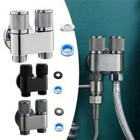 New Alloy Washing Machine Faucet 1 In Two Out G1/2 Toilet Triangle Valve Triangle Valve Bathroom Basin Faucet Sink Silver