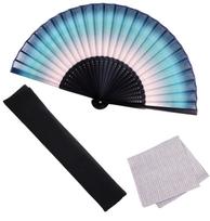 Stylish Business Fan Set with Fan Case and Graduated Gradation Pattern [Osaka Choseido] Men's Handkerchief, (Navy)