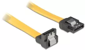 DELOCK Cable SATA 10cm geltonas žemyn/tiesus metalinis
