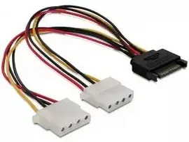 Delock Cable Power SATA 15pin > 2x 4pin Molex lizdas 20cm