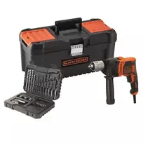 Black & Decker Juodas & Decker Gręžtuvas smūginis BEH850 / 850W + 32 priedai ir dėžė, Juodas & Decker