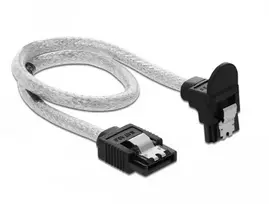 Delock SATA 6Gb/s Kabelis gerade auf unten gewinkelt 30 cm transparent