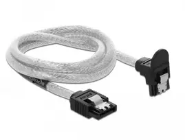 Delock SATA 6Gb/s Kabelis gerade auf unten gewinkelt 70 cm transparent