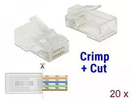 „Delock“ RJ45 užspaudžiamas+nupjautas laidas, Cat.6 UTP, 20 vnt.