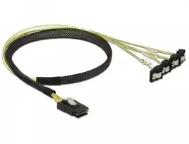 Delock Kabelis Mini SAS SFF-8087 > 4 x SATA 7 Pin gewinkelt 0,5 m
