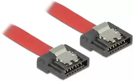 KABELIS SATA DATA III (6GB/S) F/F 100CM Z ZATRZASKAMI METALOWYMI FLEXI Raudonas DELOCK