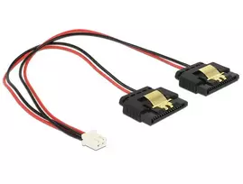 Delock Kabelis Power 2 Pin Buchse > 2 x SATA 15 Pin Buchse (5 V) Metall 20 cm