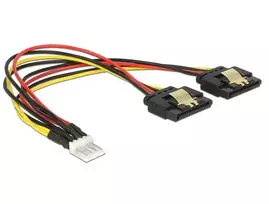 Delock Kabelis Power Floppy Stecker > 2 x SATA 15 Pin Buchse Metall 20 cm Delock