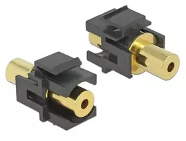 KEYSTONE MODULIO JACK LIZDAS 3.5MM(F)->JACK 3.5MM(F) STEREO AUKSU DENGTOS JUODOS DELOCK
