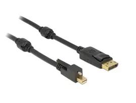 KABELIS DISPLAYPORT MINI(M) ZE ŚRUBĄ->DISPLAYPORT(M) V1.2 1M 4K JUODA DELOCK