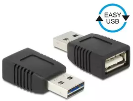 ADAPTERIS USB-A(M) 2.0->USB-A(F) EASY-USB JUODA DELOCK