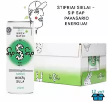 Beržų sula. Su mėtos skoniu STILL. Sip Sap, Alu, 250 ml x 12 vnt