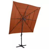Sodo skėtis su aliuminio stulpu, terakota, 250x250cm, 4 aukščių
