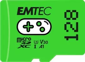 Atminties kortelė „Karta Emtec Gaming Micro SDXC“ 128GB, 10 klasės UHS-I/U3 A1 V30 (ECMSDM128GXCU3G)