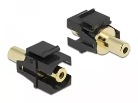 KEYSTONE MODULIO JACK LIZDAS 3.5MM(M)->JACK 3.5MM(F) STEREO AUKSU DENGTOS JUODO DELOCK