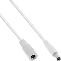 Maitinimo kabelis InLine ® Nuolatinės srovės išplėtimo kabelis, nuolatinės srovės kištukinis lizdas, 5.5x2.5mm, AWG 18, baltas, 2m