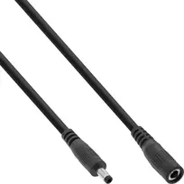 Kabelis zasilający InLine® DC extension cable, DC plug male/female 4.0x1.7mm, AWG 18, juodas, 2m
