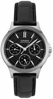 Casio laikrodis LTP-V300L-1A moterims, juodas ciferblatas, sidabrinė korpusas