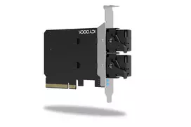 „IcyDock“ adapteris, skirtas 2x M.2 NVMe jungčių išvedimui į PCIe 4.0 x8 plokštę