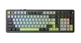„Gasket“ klaviatūra „F99 Pro“ juoda+pilka+žalia, „GrayWood“ jungikliai, RGB, „AULA“