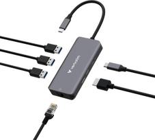 Hub USB Verbatim Multi Port Essentials USB-C PD, 3xUSB-A 3.0, HDMI, RJ-45 | 32157 | 0023942321576