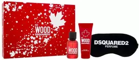 Dsquared2 Raudona Wood rinkinys moterims (EDT, 50 ml + dušo želė, 100 ml + miego kaukė)