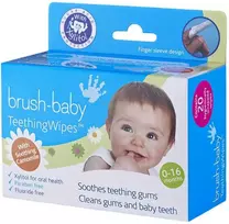 BRUSH BABY_Higienos marlės pagalvėlės su ramunėlėmis ir ksilitolu dantenoms valyti 0-16 mėnesių 20 vnt.