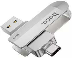 Pendrive 64GB USB 3.0 (USB A + USB C) Hoco UD10 sidabrinis