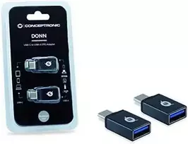 CONCEPTRONIC adapteris USB-C -> USB-A 3.0 2 vnt. pakuotėje, pilka