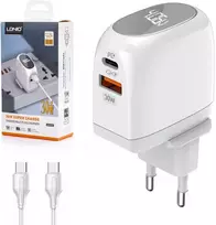 Ldnio USB įkroviklis 30 W LED skydelis USB-C laidas USB-C