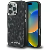 Karl Lagerfeld IML Leopard Pattern phone case with MagSafe support for iPhone 16 Pro, black